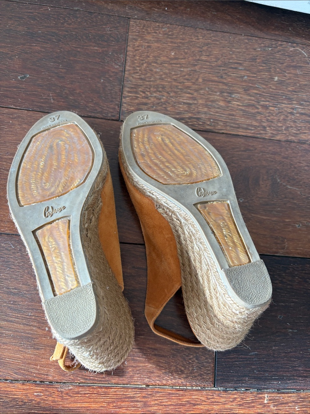 Castanet Women's Suede Slingback Espadrille Wedge - Tan 37/7 - Picture 3 of 6